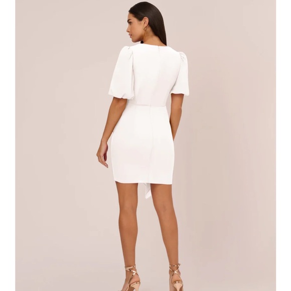 Short Sleeve Sheath Dress with Ruffle Accent - Picture 2 of 3